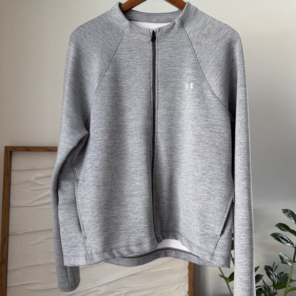 Women's UNDER ARMOUR Gray Double Knit Full Zip Bomber Jacket Size XL